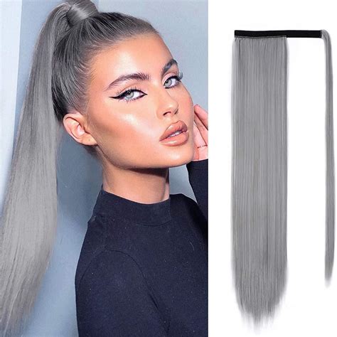 grey ponytail wig|grey hair ponytail extension.